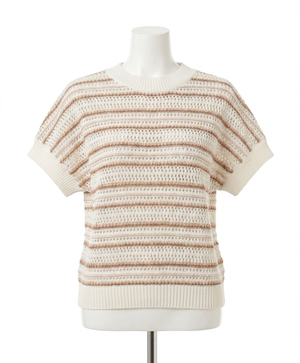 NEW VARLEY ciara knit top in chanterelle stripe
